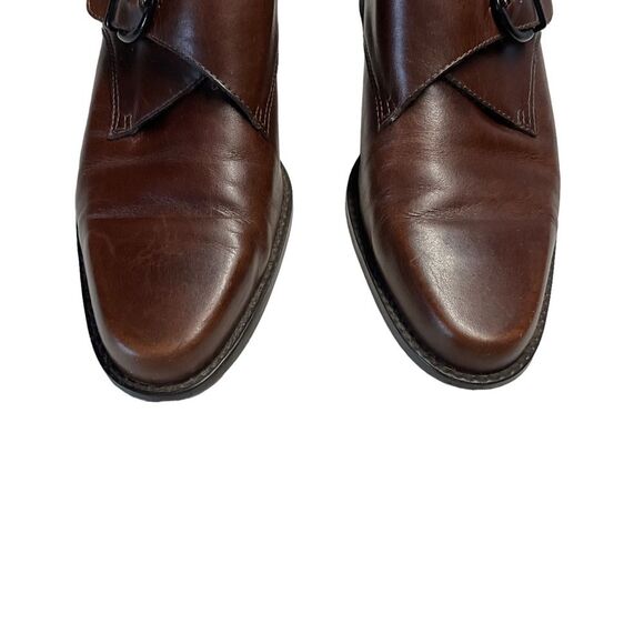 Bandolino Alanta Brown Leather Buckle Monk Strap Stacked Heel Shoes Size 9 - Picture 6 of 13